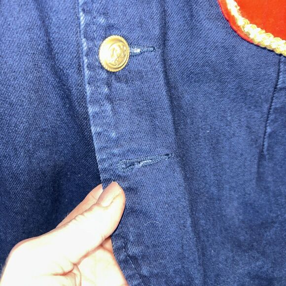 Vintage Unique Jacket From Don’t Stop Size Medium Denim & Velvet Missing Button - Picture 4 of 16